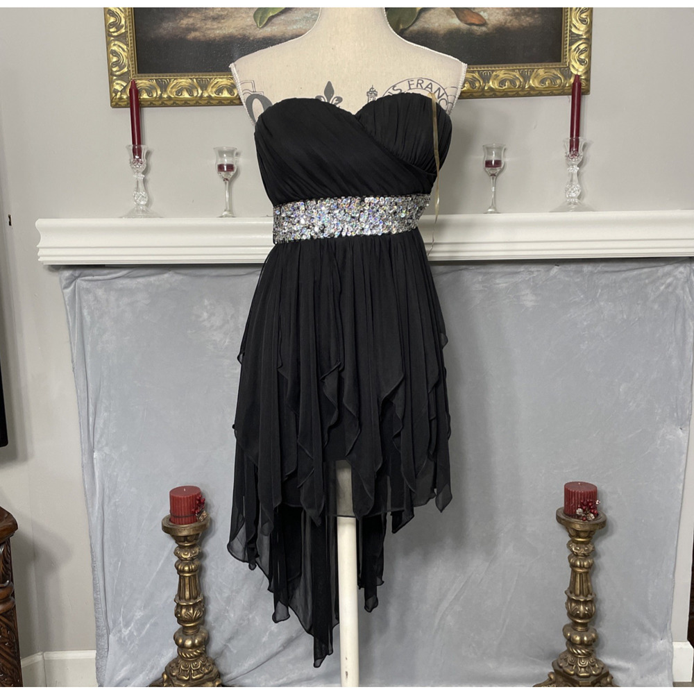 My Michelle High-Low Black Strapless Party Prom Dress Size 3